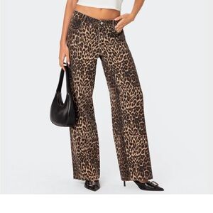 Leopard Print Wide-Leg Pants
